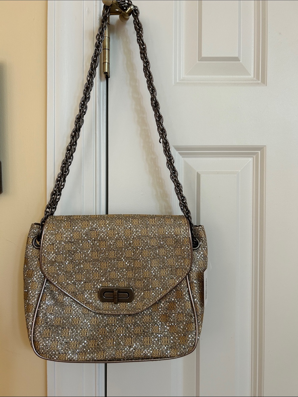 Forever 21 Gold Woven Chain-Handle Shoulder Bag